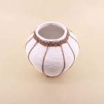 Vase papier maché blanc jute 25cm | Hashtag Déco