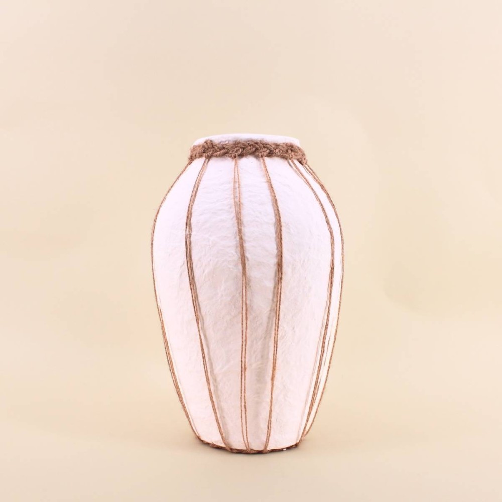 Vase papier maché blanc marron 34cm | Hashtag Déco