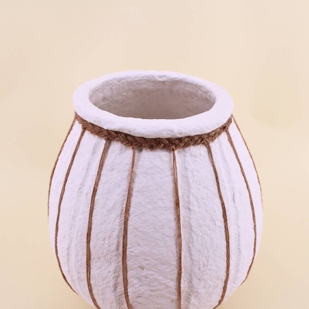 Vase en papier mâché blanc détails jute | Hashtag Déco