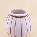 Vase en papier mâché blanc détails jute | Hashtag Déco