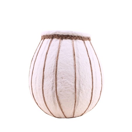 Vase en papier mâché blanc détails jute | Hashtag Déco