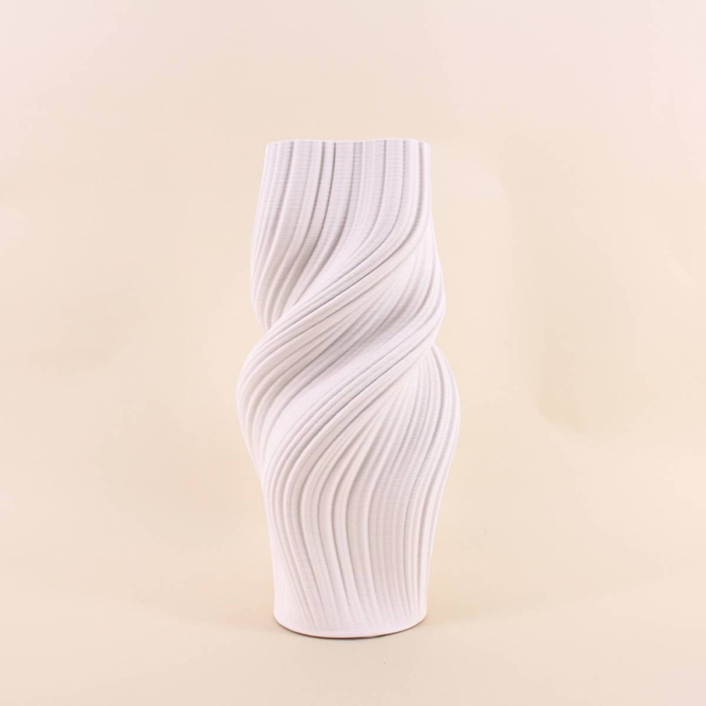 Vase twist céramique blanche 3D 39cm | Hashtag Déco