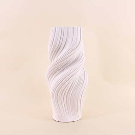 Vase twist céramique blanche 3D 39cm | Hashtag Déco