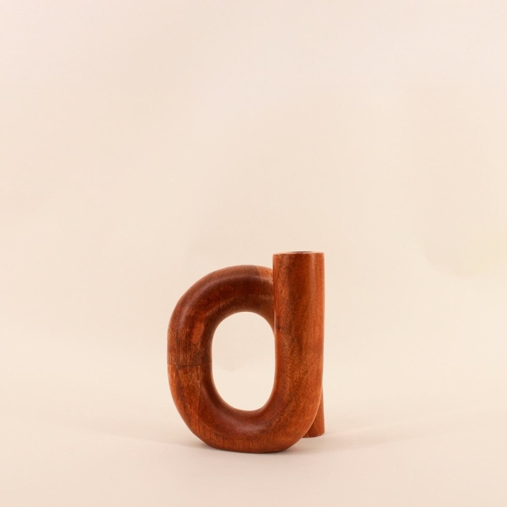 Vase design en bois brun 14x16cm | Hashtag Déco