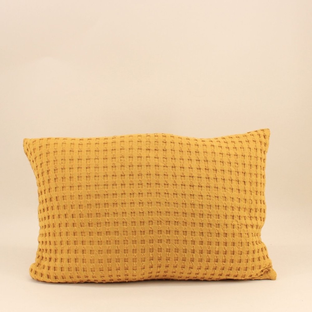 Coussin en tissu gaufré jaune 40x60cm | Hashtag Déco