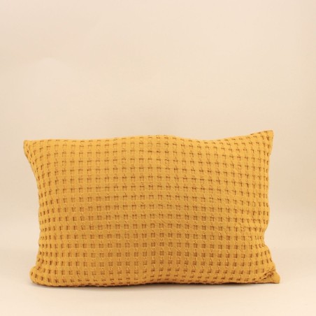 Coussin en tissu gaufré jaune 40x60cm | Hashtag Déco