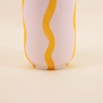 Vase céramique rayé blanc/jaune 20cm | Hashtag Déco