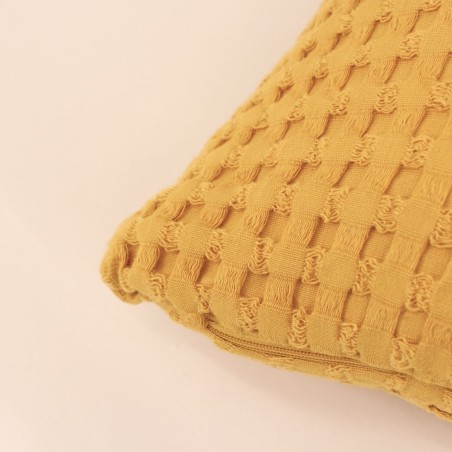 Coussin en tissu gaufré jaune 40x60cm | Hashtag Déco