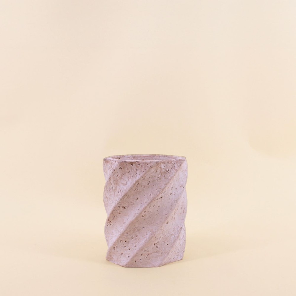 Vase twist travertin beige h15cm élégant | Hashtag Déco