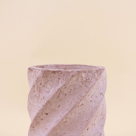 Vase twist travertin beige h15cm élégant | Hashtag Déco