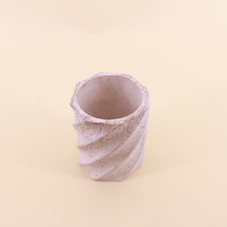Vase twist travertin beige h15cm élégant | Hashtag Déco