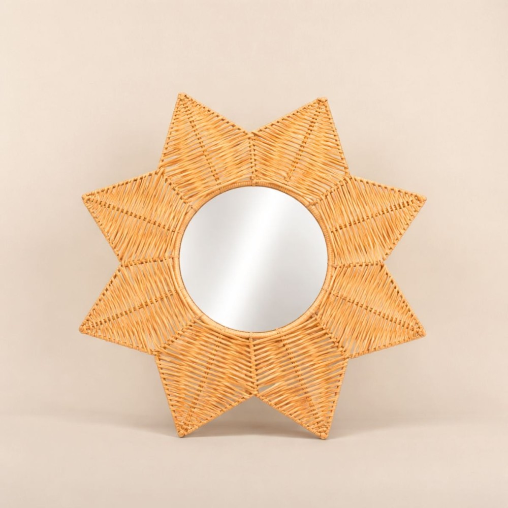 Miroir fleur rotin beige 50 cm, naturel et bohème | Hashtag Déco