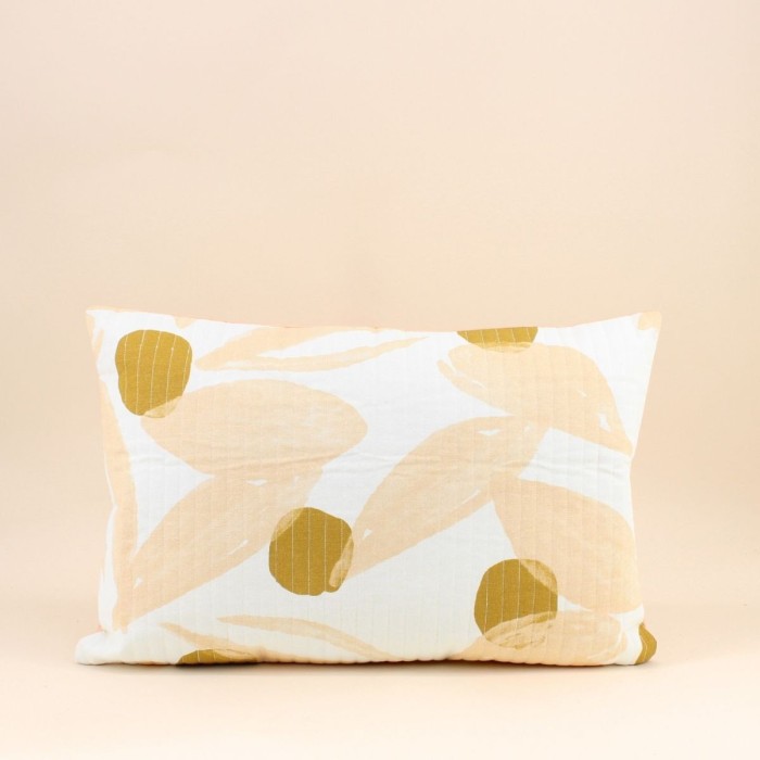Coussin matelassé feuillage vert coton 40x60cm | Hashtag Dé