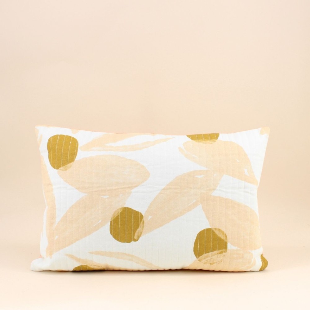 Coussin matelassé feuillage vert coton 40x60cm | Hashtag Dé
