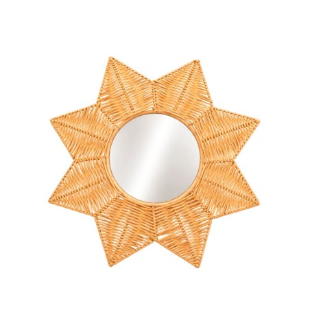 Miroir fleur rotin beige 50 cm, naturel et bohème | Hashtag Déco