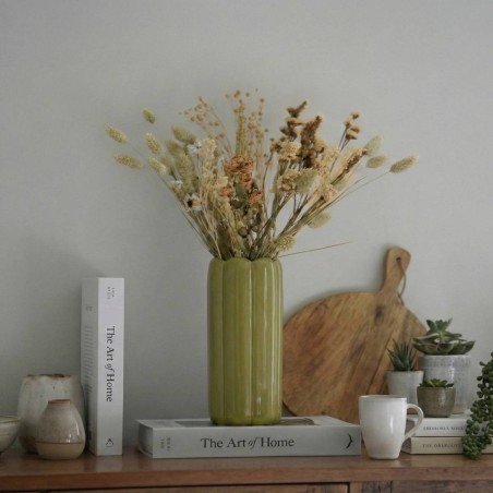 Vase festonné vert en dolomite 20 cm | Hashtag Déco