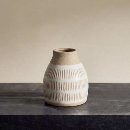Vase terracotta et blanc 12x10cm en céramique | Hashtag Déco