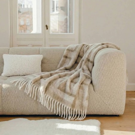 Plaid doux beige en coton 130x170cm | Hashtag Déco