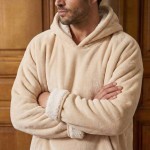 Sweat plaid ultra doux en polyester gris avec poche | Hashtag Déco