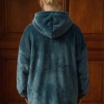 Sweat plaid ultra doux en polyester gris avec poche | Hashtag Déco