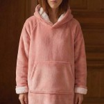 Sweat plaid ultra doux en polyester gris avec poche | Hashtag Déco