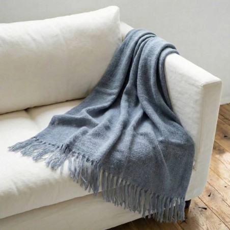 Plaid tricot effet mohair gris 150x180cm | Hashtag Déco