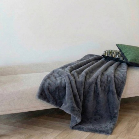 Plaid en fausse fourrure gris 130x160cm | Hashtag Déco