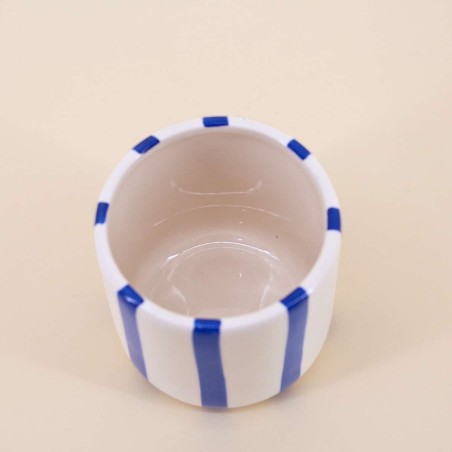 Cache céramique bleu/blanc 9cm en dolomite | Hashtag Déco