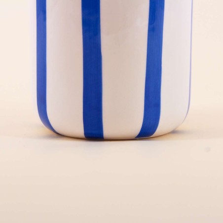 Cache céramique bleu/blanc 9cm en dolomite | Hashtag Déco