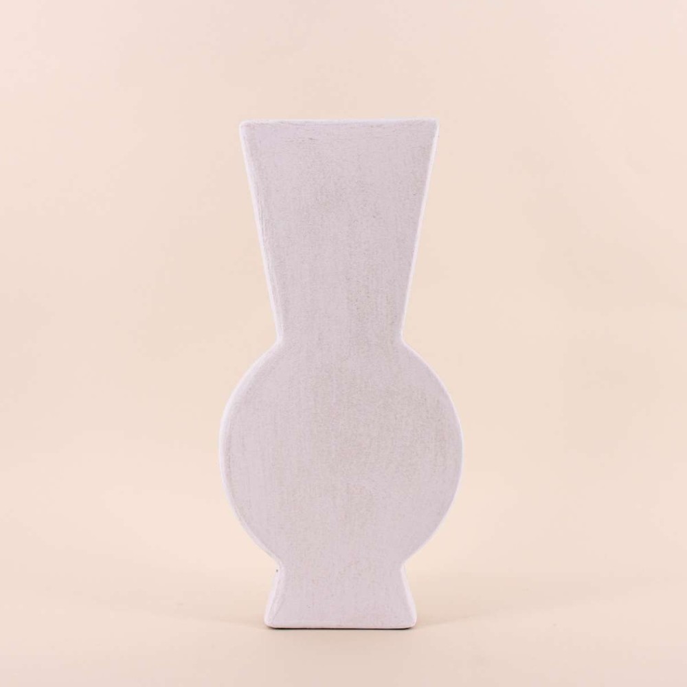 Vase géométrique en grès neutre 38cm | Hashtag Déco