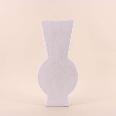 Vase géométrique en grès neutre 38cm | Hashtag Déco