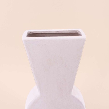 Vase géométrique en grès neutre 38cm | Hashtag Déco