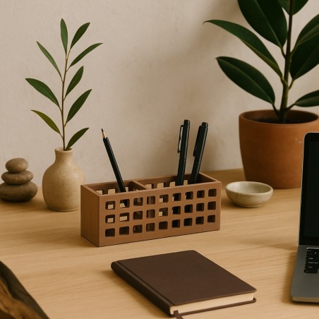 Boite rangement bureau bois 24cm naturel | Hashtag Déco