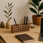Boite rangement bureau bois 24cm naturel | Hashtag Déco