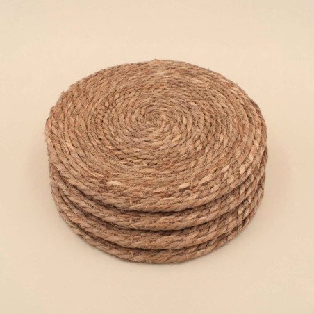 Sets de table ronds naturels beige 33cm | Hashtag Déco