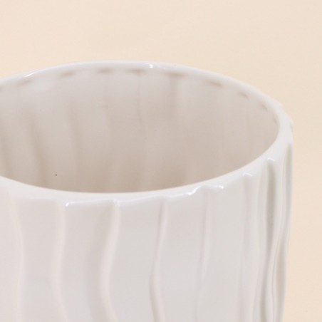 Cache-pot strié beige 20cm céramique | Hashtag Déco