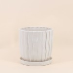 Cache-pot strié beige 20cm céramique | Hashtag Déco