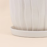 Cache-pot strié beige 20cm céramique | Hashtag Déco