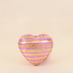 Coeur en verre bicolore violet rose 22x23cm | Hashtag Déco