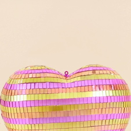 Coeur en verre bicolore violet rose 22x23cm | Hashtag Déco