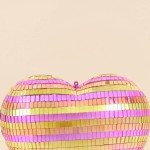 Coeur en verre bicolore violet rose 22x23cm | Hashtag Déco