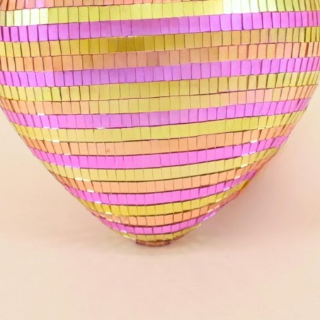 Coeur en verre bicolore violet rose 22x23cm | Hashtag Déco