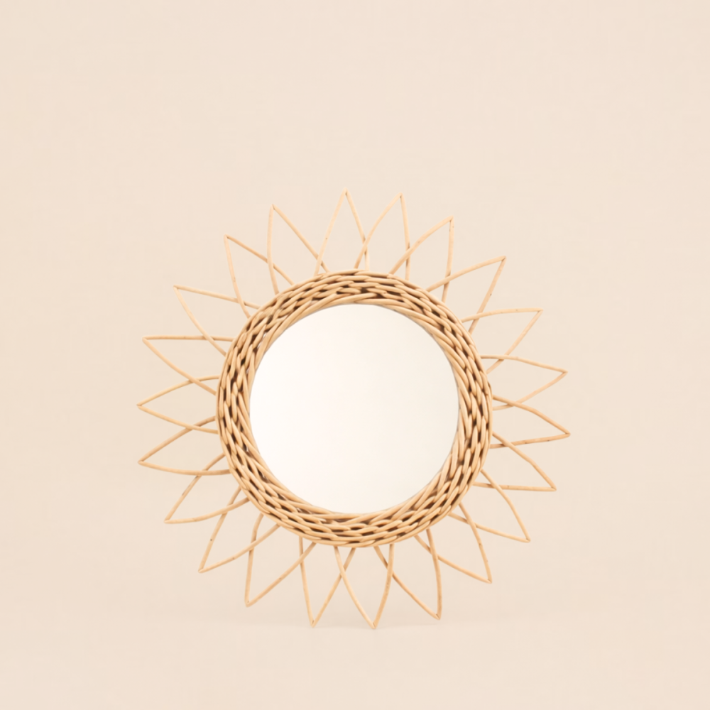 Miroir en rotin rond 30cm naturel | Hashtag Déco