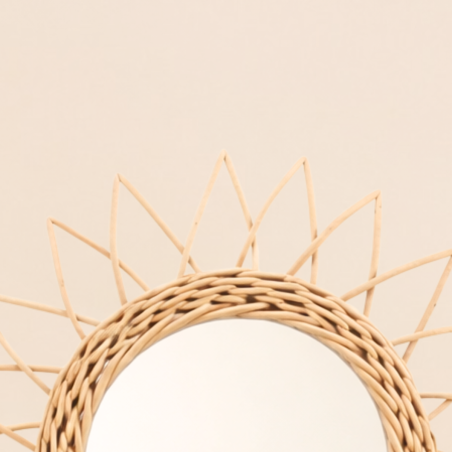 Miroir en rotin rond 30cm naturel | Hashtag Déco