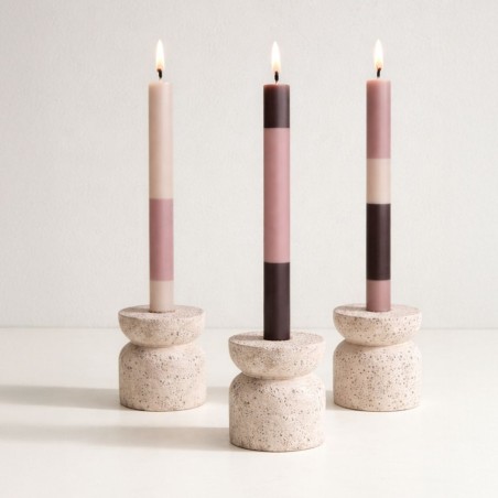 Bougies rayées rose parme 30cm en huile de palme | Hashtag Déco