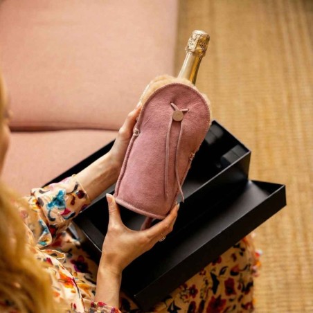 Étui champagne en peau de mouton beige | Hashtag Déco