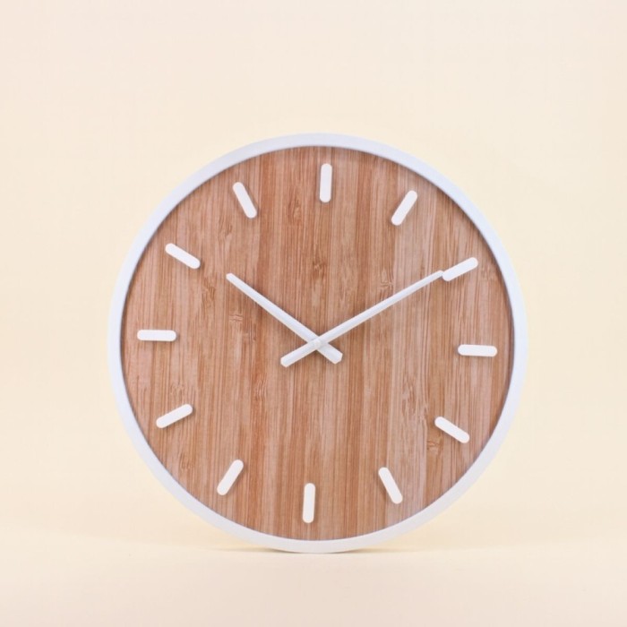Horloge ronde bois naturel 50cm, charme scandinave | Hashtag Déco