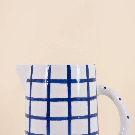 Pichet céramique bleu/blanc 20cm élégant | Hashtag Déco
