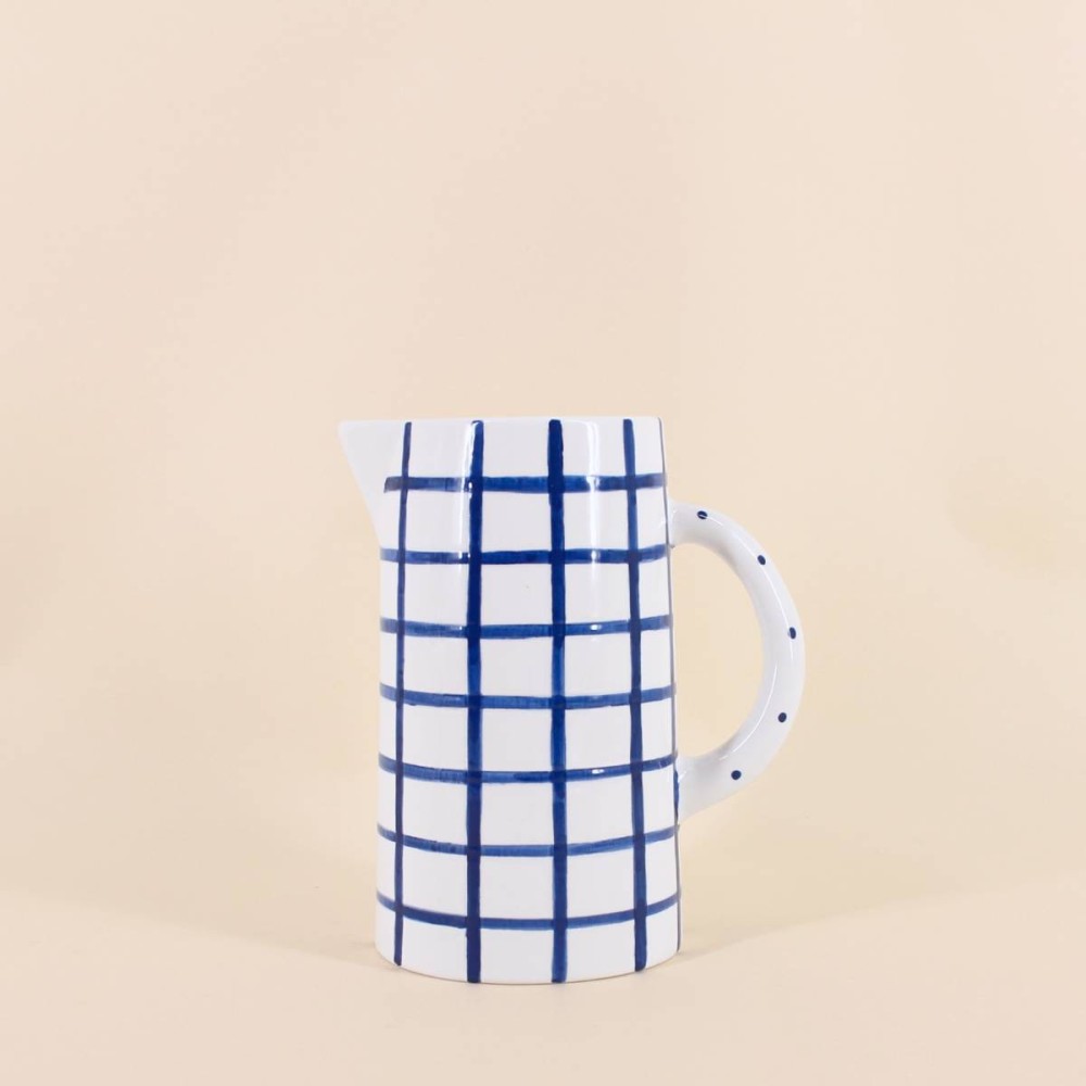 Pichet céramique bleu/blanc 20cm élégant | Hashtag Déco