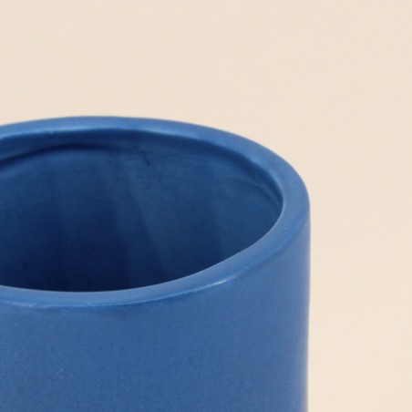 Vase design en céramique bleu 20cm | Hashtag Déco